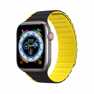 Magnētiskā Apple Watch SE, 9, 8, 7, 6, 5, 4, 3, 2, 1 (41, 40, 38 mm) Dux Ducis Siksniņa (LD Versija) - melna un dzeltena