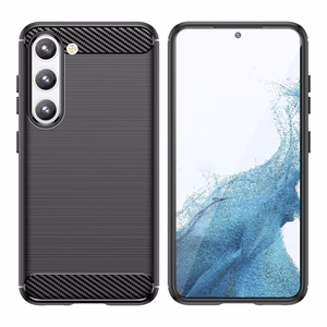 Carbon Case чехол для Samsung Galaxy S23+ гибкий силиконовый карбоновый чехол чёрный