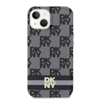 DKNY IML rūtainais mono raksts un drukātas svītras Magnētiskais viedtālruņa apvalks iPhone 15 Plus / 14 Plus - melna
