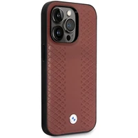 Viedtālruņa apvalks BMW BMHCP14X22RFGR iPhone 14 Pro Max 6.7" bordo/bordo ādas dimanta raksts
