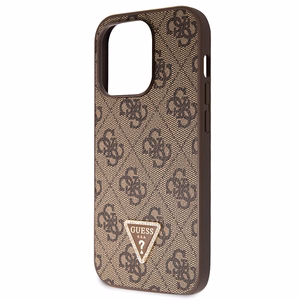Guess GUHCP14LP4TDSCPW apvalks iPhone 14 Pro - brūns krustenisks 4G metāla logotips