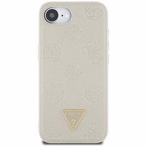 Guess Grained Hot Stamp Peony Triangle Logo magnētiskais viedtālruņa apvalks iPhone 16e - bēšs