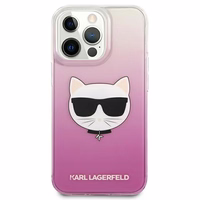 Karl Lagerfeld Choupette galvas viedtālruņa apvalks iPhone 13 Pro Max – rozā