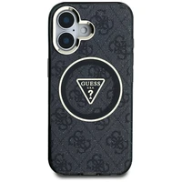 Guess IML Metal Glitter 4G Circle Triangle magnētiskais viedtālruņa apvalks iPhone 16 - melns