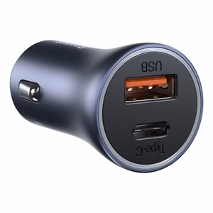 Car Charger Baseus "Golden Contactor" Grey 40W (1xPD / 1xQC3.0) + "Type-C / Lightning" 100cm cable