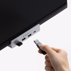 Orico MH4PC Centrmezgls ar USB-C / 3x USB-A 3.0 + 1x USB-C 3.0 - sudraba krāsā