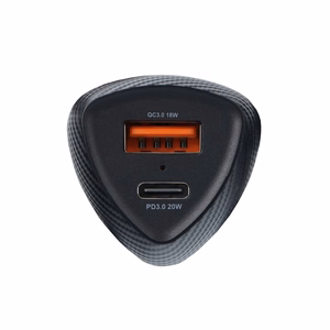 Автомобильное зарядное устройство Forcell F-Energy Carbon USB C + USB A QC3.0 PD 3A 38W CC50-1A1C чёрное