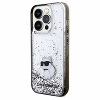 Karl Lagerfeld Liquid Glitter Choupette viedtālruņa apvalks iPhone 14 Pro Max - caurspīdīgs