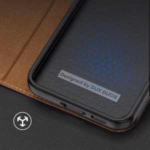 Dux Ducis Skin X2 viedtālruņa apvalks Samsung Galaxy S23+ atverams apvalks ar maku un statīvu brūns
