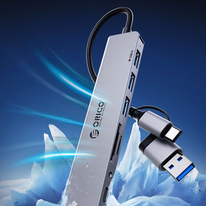 Orico YSB4-U2 USB-A/USB-C Hub dokstacija 2x USB-A 2.0 + 1x USB-A 3.0 + 1x USB-C 2.0 + 1x USB-C - pelēka
