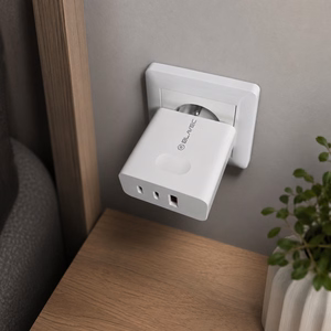 Blavec sienas lādētājs BC-11 GaN - USB + 2xType C - QC PD 65W 3A ar Type C uz Type C kabeli (TCBC11G-U2CW653A) balts