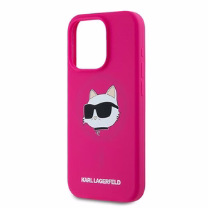 Karl Lagerfeld Silikona Choupette Head Magnētiskais viedtālruņa apvalks iPhone 15 Pro – rozā