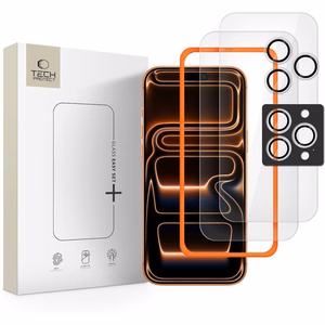 Tech-Protect Easy Set+ 3 komplekts rūdīts stikls iPhone 16 Pro / 17 Pro - caurspīdīgs