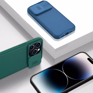 Nillkin CamShield Pro viedtālruņa apvalks iPhone 14 Pro bruņots apvalks ar kameras aizsargu zils