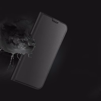 Dux Ducis Skin Pro viedtālruņa apvalks iPhone 16 Plus ar atveramu vāciņu un karšu nodalījumu - melns
