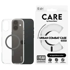 CARE by PanzerGlass Flagmanis viedtālruņa apvalks iPhone 16 Plus 6.7" melns/melns Magnētiskais 1347