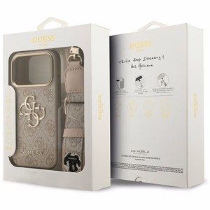Guess 4G Big 4G Classic Logo Big Strap Metal Buttons apvalks iPhone 17 Pro Max (m) - rozā