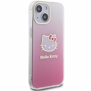 Hello Kitty IML Gradient Electrop Kitty Head viedtālruņa apvalks iPhone 15 - rozā