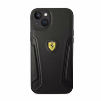 Viedtālruņa apvalks Ferrari FEHCP14MRBUK iPhone 14 Plus 6.7 melns ādas uzspiedums uz sāniem