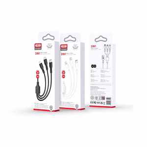 XO kabelis NB230 3-in-1 USB - Lightning + USB-C + microUSB 1,0m 2,4A, balts