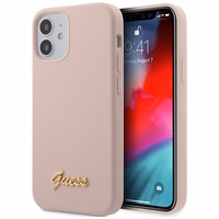 Guess GUHCP12SLSLMGLP iPhone 12 mini 5.4" gaiši rozā/gaiši rozā cietais apvalks Silikona uzraksts Zelta logotips