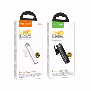 Hoco E201 bezvadu mono austiņa ar mikrofonu, ENC, Bluetooth 6.0, 130 mAh, balta