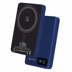 Blavec portatīvais lādētājs 10000mAh BJ-03 Slim 13,5mm - Type C - 22,5W magnētisks Magsafe 3 in 1 (PBBJ03-MC10N) tumši zils alumīnijs