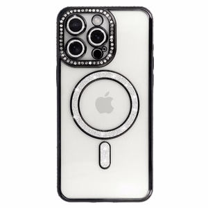 Bling magnētiskais viedtālruņa apvalks Iphone 15 melns