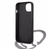 Karl Lagerfeld KLHCP13SPMK iPhone 13 mini 5,4 "melns cietais apvalks Ādas tekstūra un ķēde