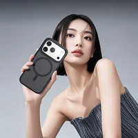 Rock Guard Touch Matte Sērijas Magnētiskā Apvalks Iphone 17 Pro Max - melns (metāla objektīva rāmis)