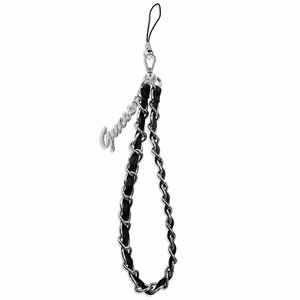 Guess kulons GUSTSASSK telefona siksniņa melna Chain Metal Logo Charm