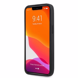 AMG AMHCP13LOSDBK iPhone 13 Pro / 13 6.1" melna/melna cietais apvalks ādas liektās līnijas