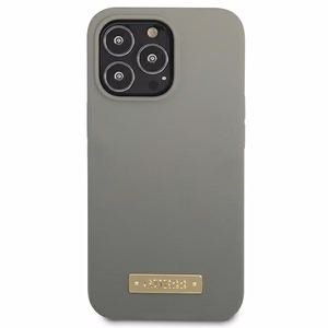 Guess GUHMP13LSPLG iPhone 13 Pro / 13 6.1" pelēks/pelēks cietais apvalks Silikona Logo Plate Magnētiskais