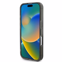 Guess IML Mirdzošs aplis MagSafe apvalks iPhone 16 - melns