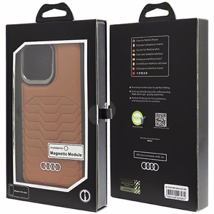 Audi sintētiskās ādas viedtālruņa apvalks MagSafe iPhone 14 Pro Max - brūns