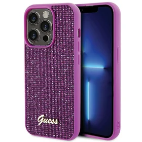 Guess Disko Metāla Uzraksts viedtālruņa apvalks iPhone 15 Pro - rozā