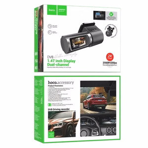 Auto kamera Hoco ar displeju 1,47" 2K + aizmugurējā kamera 720P/25fps DV8 melna