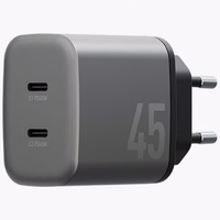 Tīkla lādētājs Energea Ampcharge GaN45 2xUSB-C PD/PPS/QC3.0 45W pelēks