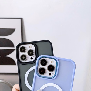 Magnētiskais krāsains matēts viedtālruņa apvalks iPhone 15 Plus - violeta