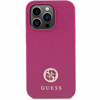 Guess GUHCP15LPS4DGPP iPhone 15 Pro 6.1" rozā/rozā cietais apvalks Strass Metāla Logotips