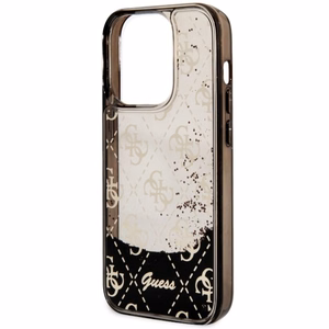 Guess GUHCP14LLC4PSGK iPhone 14 Pro 6.1" melns cietais viedtālruņa apvalks ar šķidro spīdumu 4G daļēji caurspīdīgs