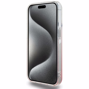 Hello Kitty IML Gradient Electrop Kitty Head viedtālruņa apvalks iPhone 15 Pro - rozā