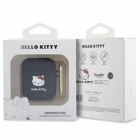 Hello Kitty silikona 3D Kitty galvas apvalks AirPods 1/2 - melns