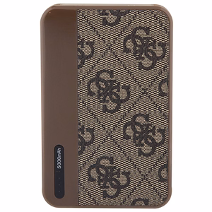 Guess внешний аккумулятор 15W GUPB5LP4GEGW 5000mAh коричневый/коричневый 4G Leather Metal Logo