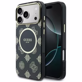 Guess IML Peony Dot MagSafe Maciņš for iPhone 17 Pro Max - melns