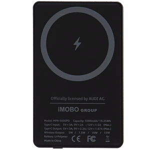 Внешний аккумулятор Audi Big Logo MagSafe беспроводной 15W 5000mAh - серый
