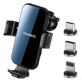 Choetech indukcijas lādētājs ar turētāju + magnētiskie uzgaļi melns (T201-F)