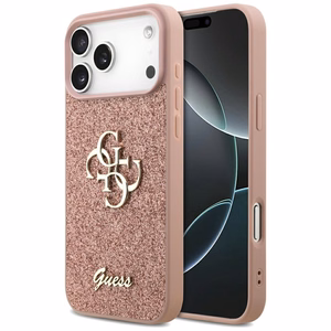 Guess Fixed Glitter Big 4G Чехол для iPhone 17 Pro Max - розовый