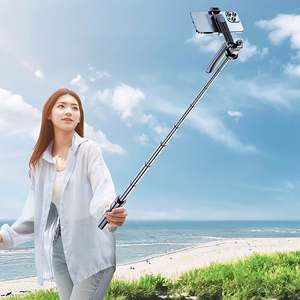 Selfiju nūja WH181-Y1S 1.75m alumīnija sakausējuma teleskopisks statīvs ar telefona turētāju - melna