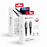 Kabelis FORCELL F-ENERGY C263 Type C uz Type C QC4.0 PD 5A 240W Cafule 1,2 m melns
